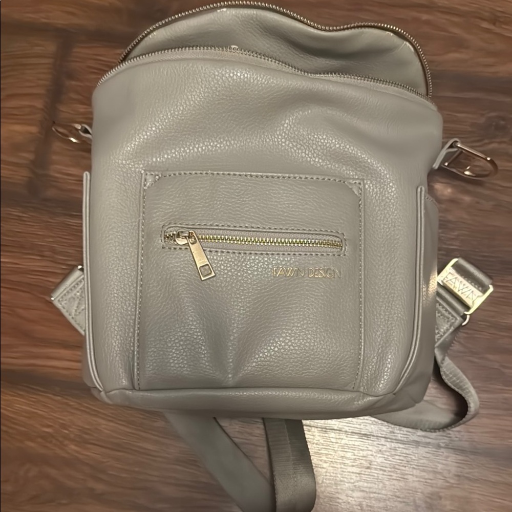 Fawn Design Gray Leather Backpack